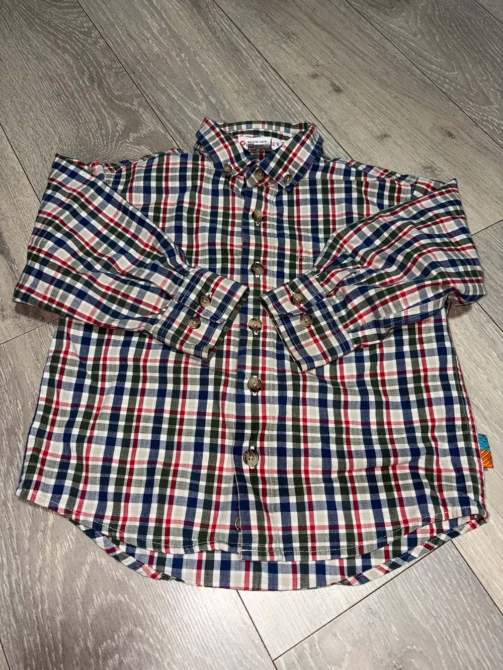 Gymboree Boys Plaid Button-Down Shirt - Navy, Red & Green